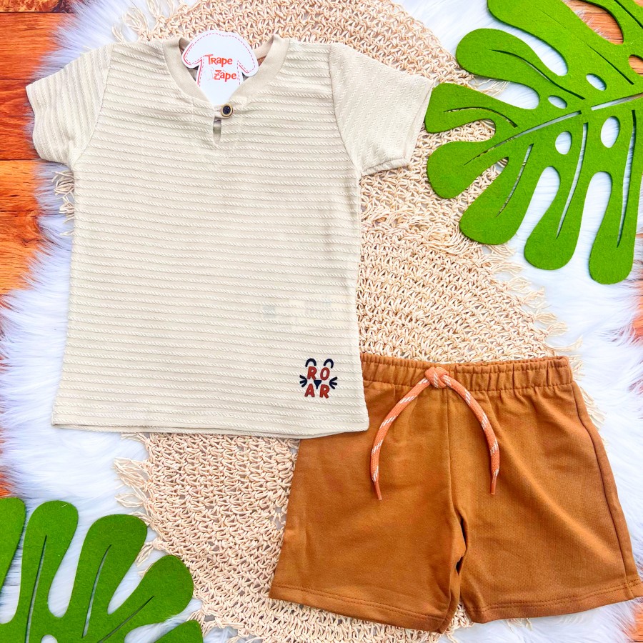  Conj. Camiseta Roar e Bermuda - Areia
